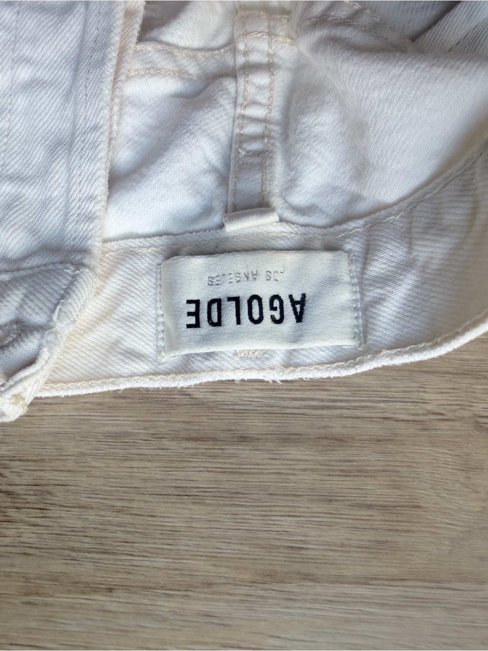 AGOLDE White Distressed High-Rise Denim Shorts - Picture 3 of 3